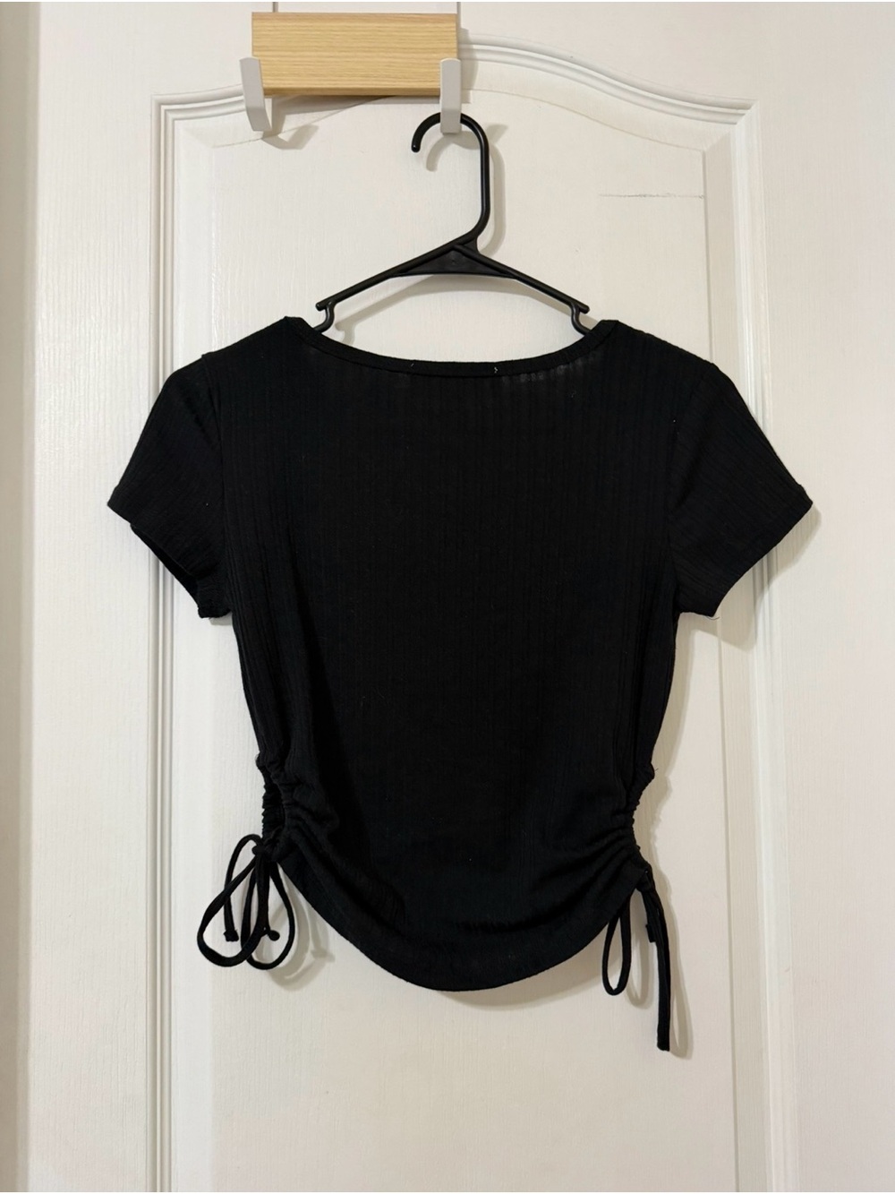 Hippie Rose Black Ruched Drawstring Top - Picture 2 of 3